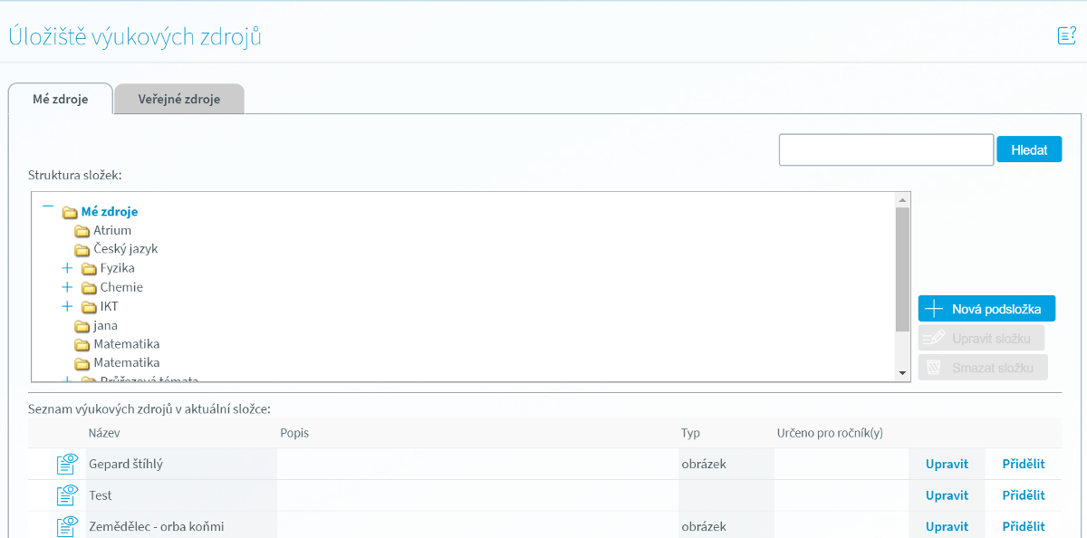 sdílejte výukové materiály pomocí Školy OnLine