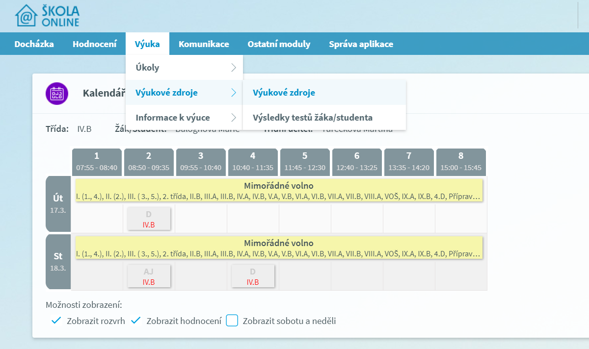 sdílejte výukové materiály pomocí Školy OnLine